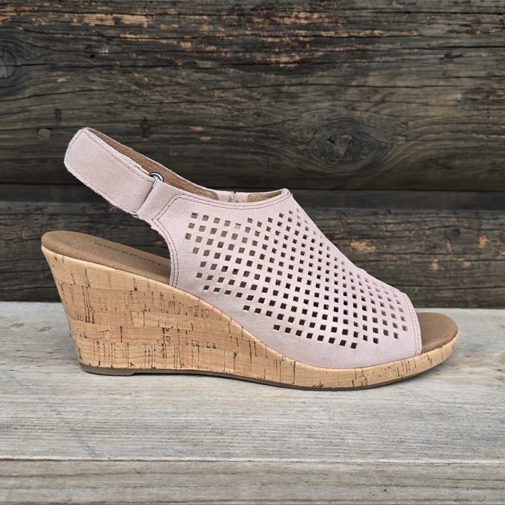 Rocketport Briah Coastal Feminine Minimalist Cork Wedge Comfort Sandals 7W